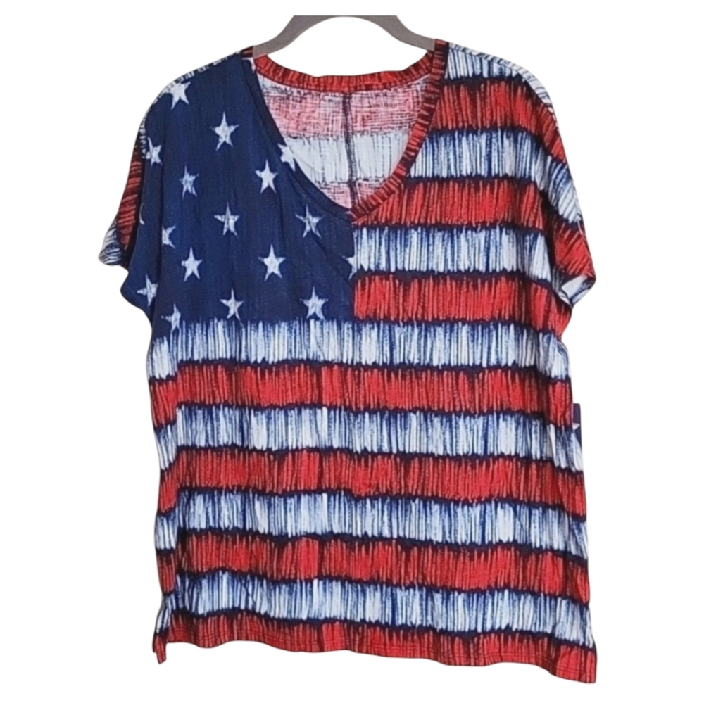 Westbound V-neck Patriot Cap Sleeve T-shirt